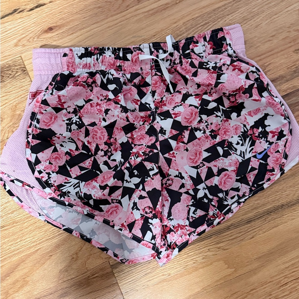 Nike Pink and Black Floral Athletic Shorts